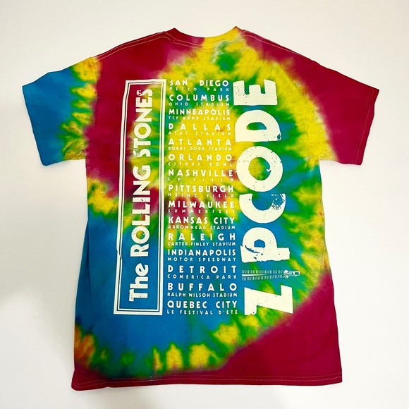 Rolling Stones North America 2015 Zip Code Tour Tie Dye TShirt Short Sleeve Sz M - Picture 2 of 5